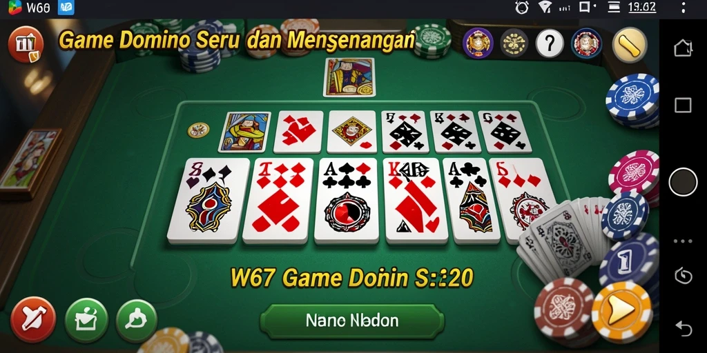 Tampilan gameplay W67 yang menegangkan dalam permainan Domino.